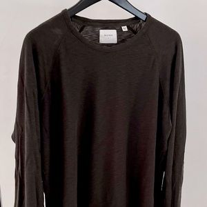 Billy Reid Raglan Indian Crew Long Sleeve Tee in Charcoal - Size Large